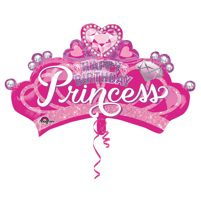Happy Birthday Princess Crown Foil Balloon 32"