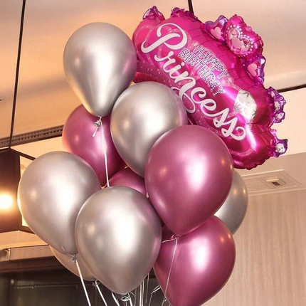 Happy Birthday Princess Crown Foil Balloon 32"