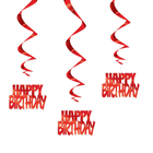 Happy Birthday Red Hanging Swirl Decorations, 32