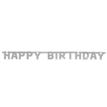 Happy Birthday Silver Deluxe Jointed Banner 4ft