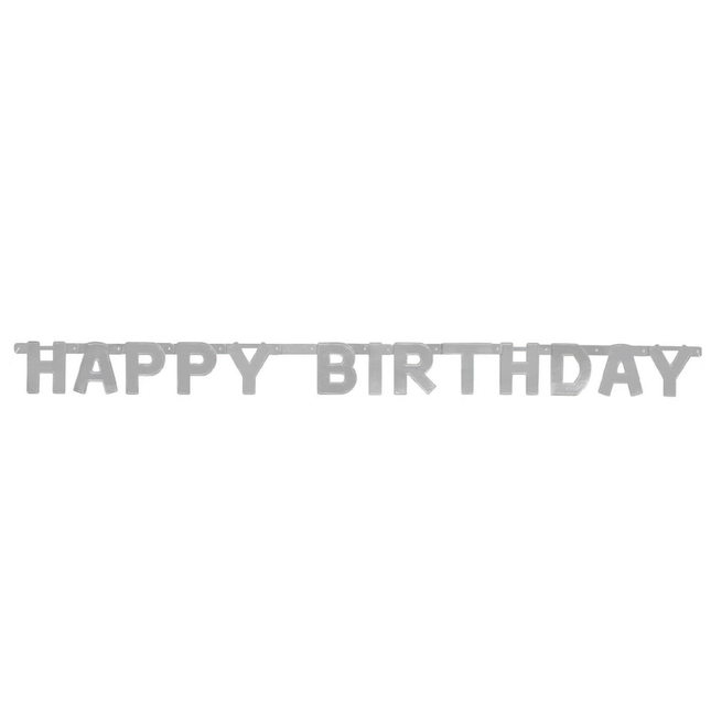 Happy Birthday Silver Deluxe Jointed Banner 4ft