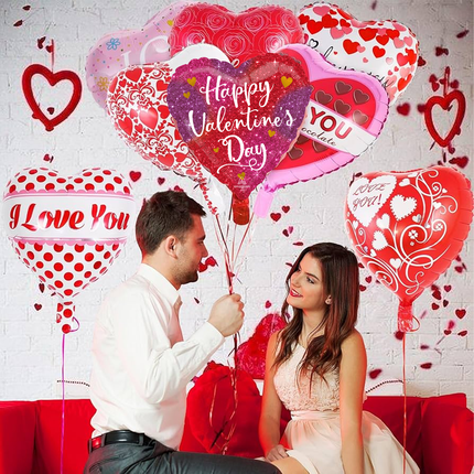Happy Valentines Day Ombre Sparkles Heart Foil Balloon 18"