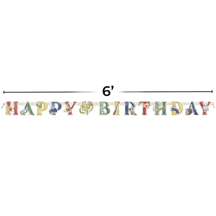 Colorful 'Happy Birthday' banner with measurement label on a white background