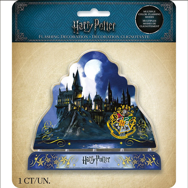 Harry Potter castle decoration with Hogwarts logo on packaging