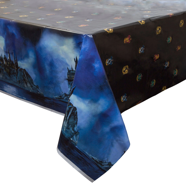 Tablecloth with fantasy design of a castle under a moonlit sky