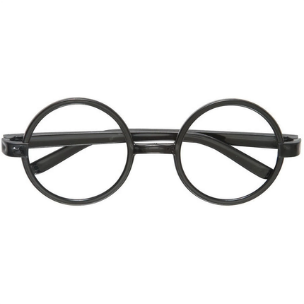 Round black eyeglasses on a white background