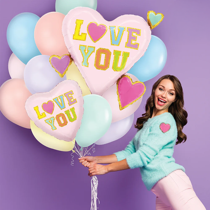 Heart Love You Patch Heart Foil Balloon 18 inches