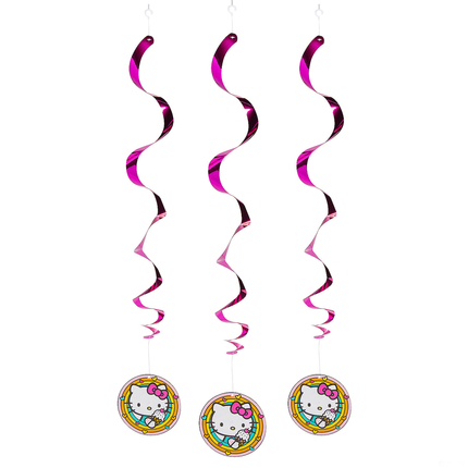Hello Kitty Pink Foil Hanging Swirl Decorations 