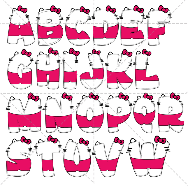 Hello Kitty Font Alphabet Letters Instant Download PNG