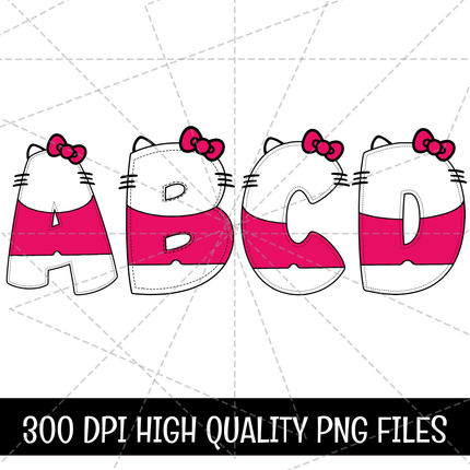 Hello Kitty Font Alphabet Letters Instant Download PNG