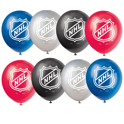 NHL Hockey set component: Hockey NHL™ Latex Balloons – 12", 8 Count