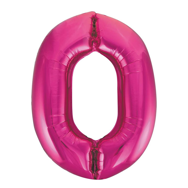 Hot Pink 0 Number Foil Balloon 34"