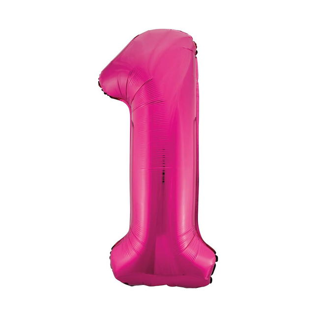 Hot Pink 1 Number Foil Balloon 34"