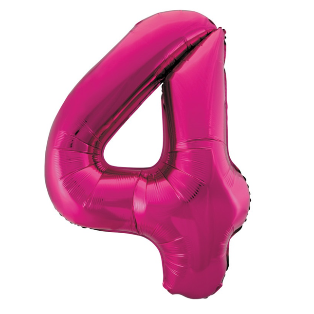 Hot Pink 4 Number Foil Balloon 34"