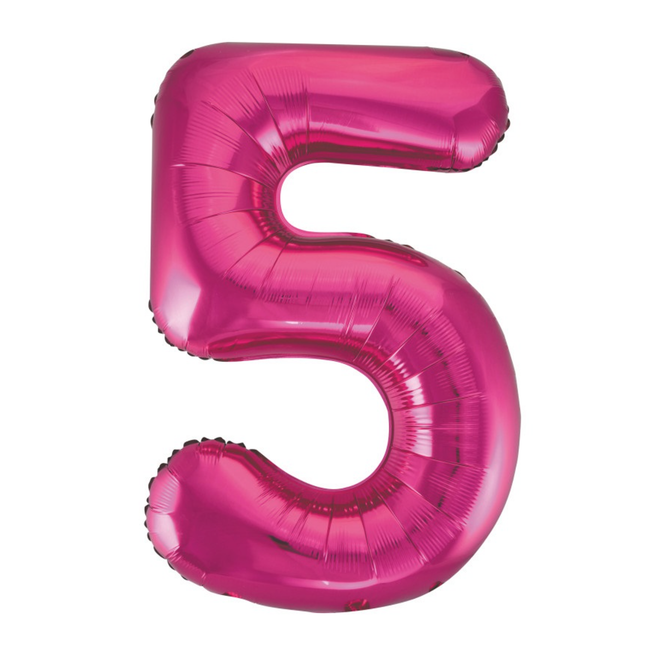 Hot Pink 5 Number Foil Balloon 34"