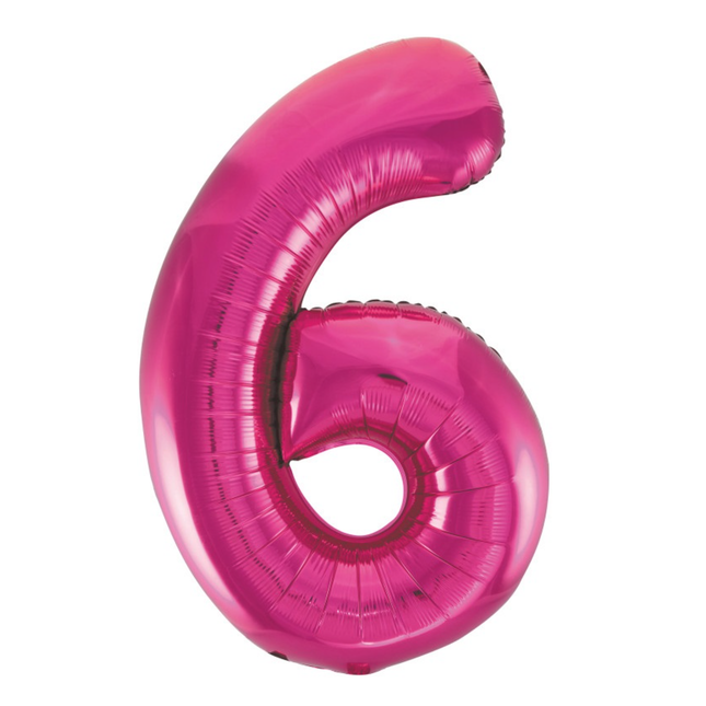 Hot Pink 6 Number Foil Balloon 34"