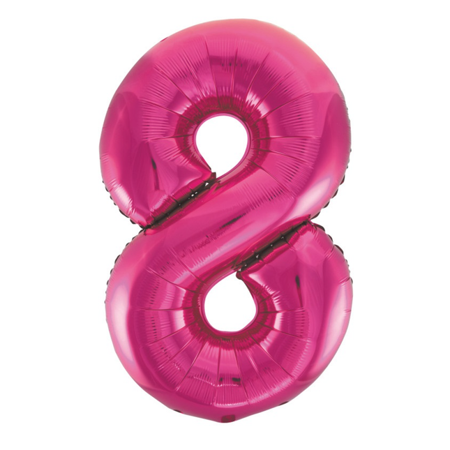 Hot Pink 8 Number Foil Balloon 34"