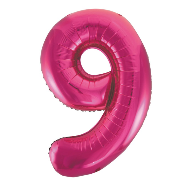 Hot Pink 9 Number Foil Balloon 34"