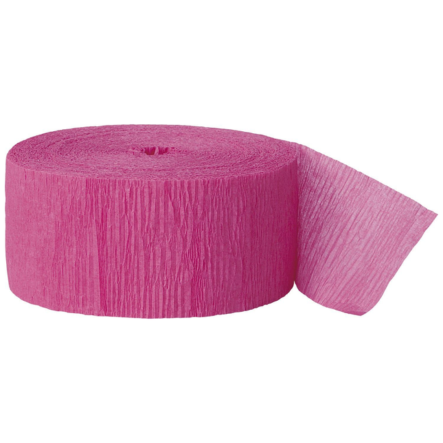 Hot Pink Crepe Paper Streamer, 81 ft