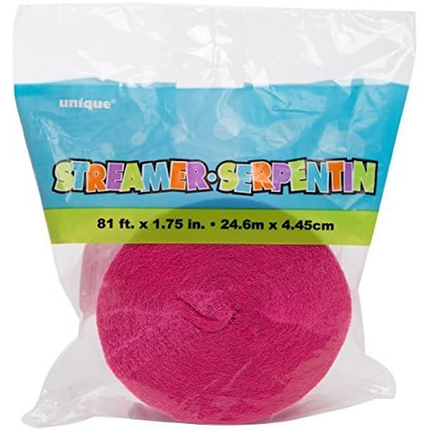 Hot Pink Crepe Paper Streamer, 81 ft
