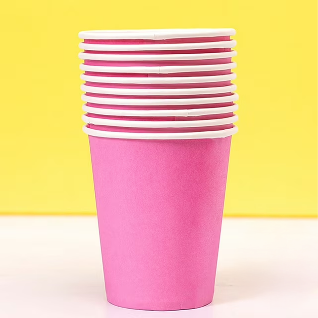 Hot Pink Solid 9oz Paper Cups, 14ct