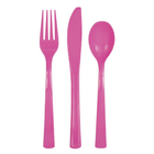 Hot Pink Solid Assorted Plastic Cutlery, 18ct