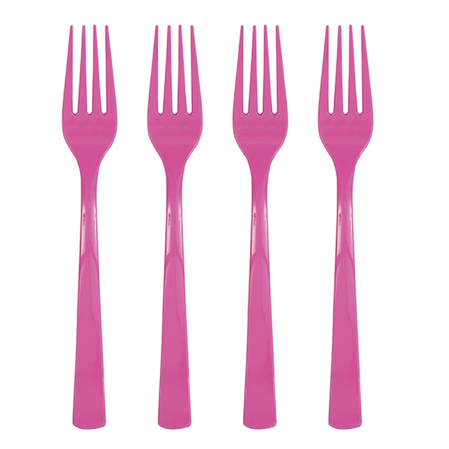 Hot Pink Solid Plastic Forks, 18ct