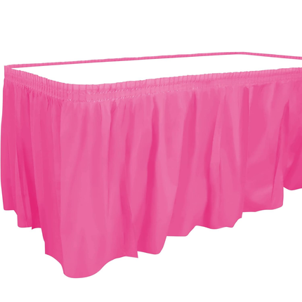 Hot Pink Solid Plastic Table Skirt, 29" x 14 ft