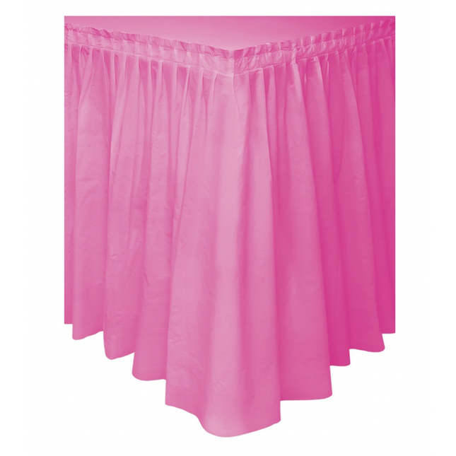 Hot Pink Solid Plastic Table Skirt, 29" x 14 ft