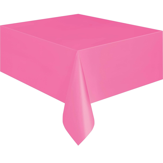 Hot Pink Solid Rectangular Plastic Table Cover, 54" x 108"