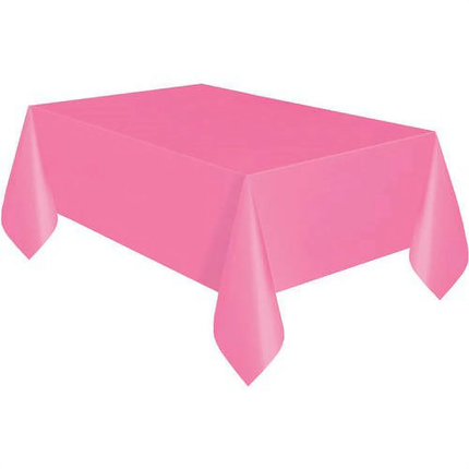 Hot Pink Solid Rectangular Plastic Table Cover, 54" x 108"