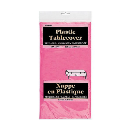 Hot Pink Solid Rectangular Plastic Table Cover, 54" x 108"