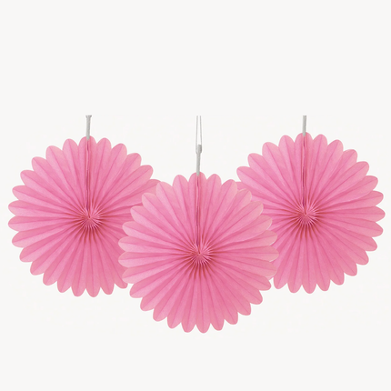 Hot Pink Tissue Paper Fans 6", 3ct