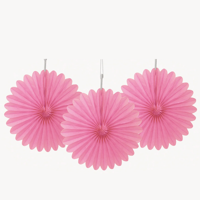 Hot Pink Tissue Paper Fans 6", 3ct