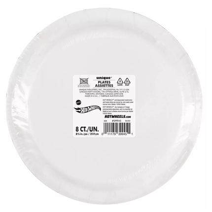 Hot Wheels Paper Party Dinner Plates 9" 8ct