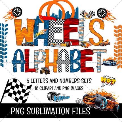 Hot Wheels Doodle Alphabet Letters PNG Bundle Instant Download