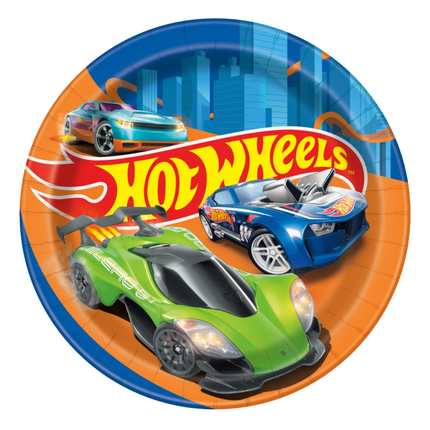 Hot Wheels Round Dessert Plates 7" 8ct