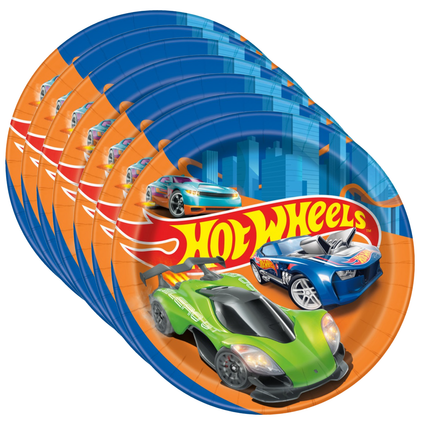 Hot Wheels Round Dessert Plates 7" 8ct
