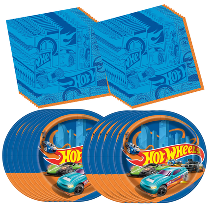Hot Wheels Plates and Napkins Set for 16 Guests