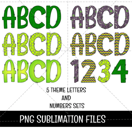 Hulk Doodle Alphabet Letters PNG Bundle Instant Download