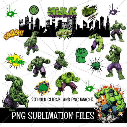 Hulk Doodle Alphabet Letters PNG Bundle Instant Download