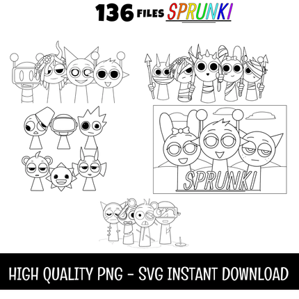 136 Incredibox Sprunki High Quality Png,SVG Files Instant Download