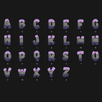 Inside Out 2 Doodle Alphabet Letters PNG Bundle Instant Download