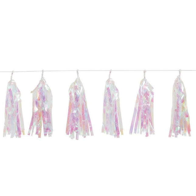 Iridescent Metallic Tassel Garland, 9 ft