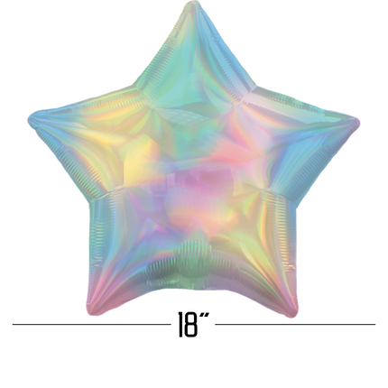 Iridescent Pastel Rainbow Star Foil Balloon 18"