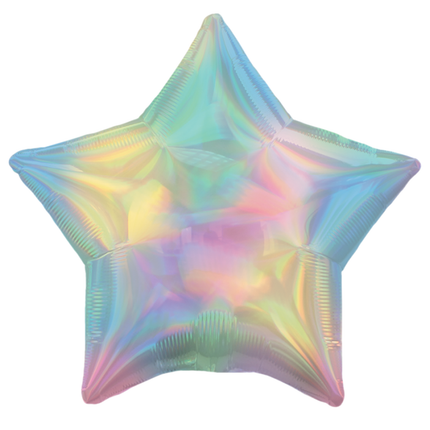 Pastel Rainbow set component: Iridescent Pastel Rainbow Star Foil Balloon 18"