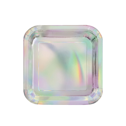 Iridescent Square 7" Dessert Plates 8ct - Foil Board