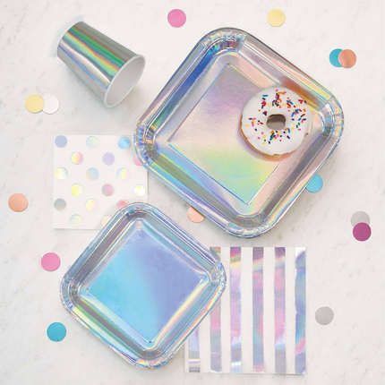 Iridescent Square 9" Dinner Plates 8ct