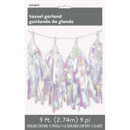 Iridescent Metallic Tassel Garland, 9 ft