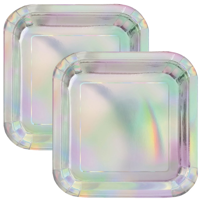 Iridescent Square 9" Dinner Plates 8ct